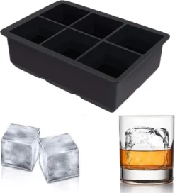 Alternative view of Buxibo - Luxe IJsblokvormen - Set Van 4 - Ice Cube Tray - 6 IJsblokken – IJsblokjes Vorm Met Deksel - Siliconen - Zwart
