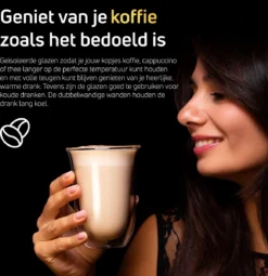 Alternative view of VDN Dubbelwandige Koffieglazen Theeglazen - 300 ML Mokken - Set Van 4 Handgeblazen Cappuccino Latte Macchiato Glazen Dubbelwandig