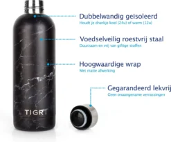 Alternative view of TIGR The Combo - Voordeelset Minimalist Thermosfles En Cup Warmhoudbeker - 500ml - Zwart Marmer