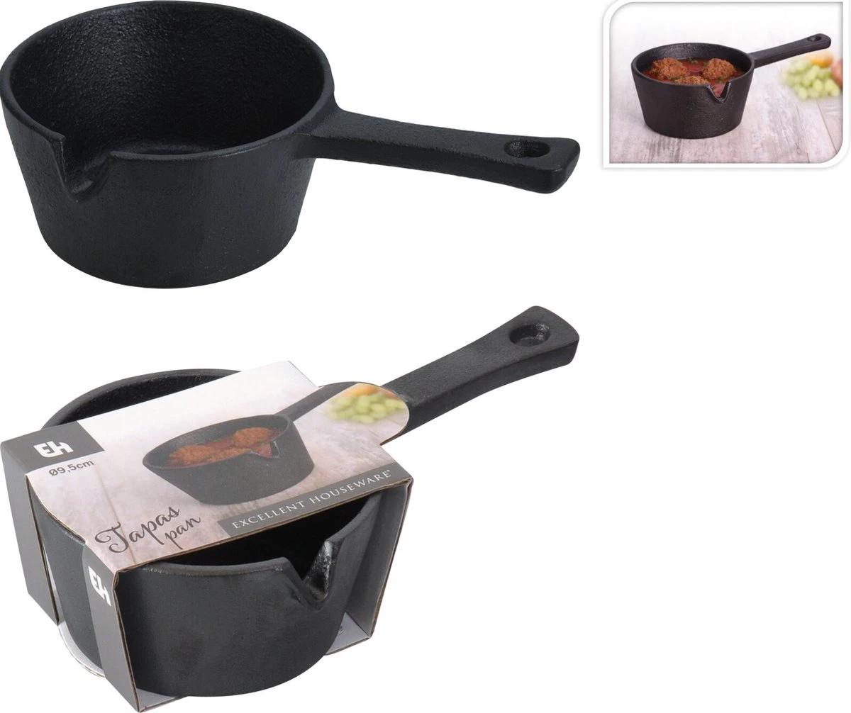 Excellent Houseware Gietijzeren Saus/tapas/serveerpannetje Met Steel - D9,5 Cm 3 Excellent Houseware Gietijzeren Saus/tapas/serveerpannetje Met Steel - D9,5 Cm - Afbeelding 3