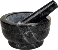 Coninx Vijzel - Mortier Met Stamper - Kruidenstamper - Ø15 X H8CM - Zwart Marmer Gepolijst