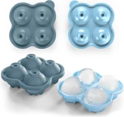 Blumtal Bollen IJsblokjesvorm - 2 X 4 IJsblokjes - Hoogwaardig Siliconen - 8 Stuks - 5 Cm - Grijs - Blauw / Lichtblauw