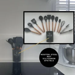 Keukengerei Set - Keukengerei Houder - Keukengerei Set Met Houder - 12 Delig - Antraciet Zwart - Houten Steel - Siliconen - Kerstcadeau - Fienosa 12 Keukengerei Set - Keukengerei Houder - Keukengerei Set Met Houder - 12 Delig - Antraciet Zwart - Houten Steel - Siliconen - Kerstcadeau - Fienosa -Thuiskeuken 1200x1200 1731