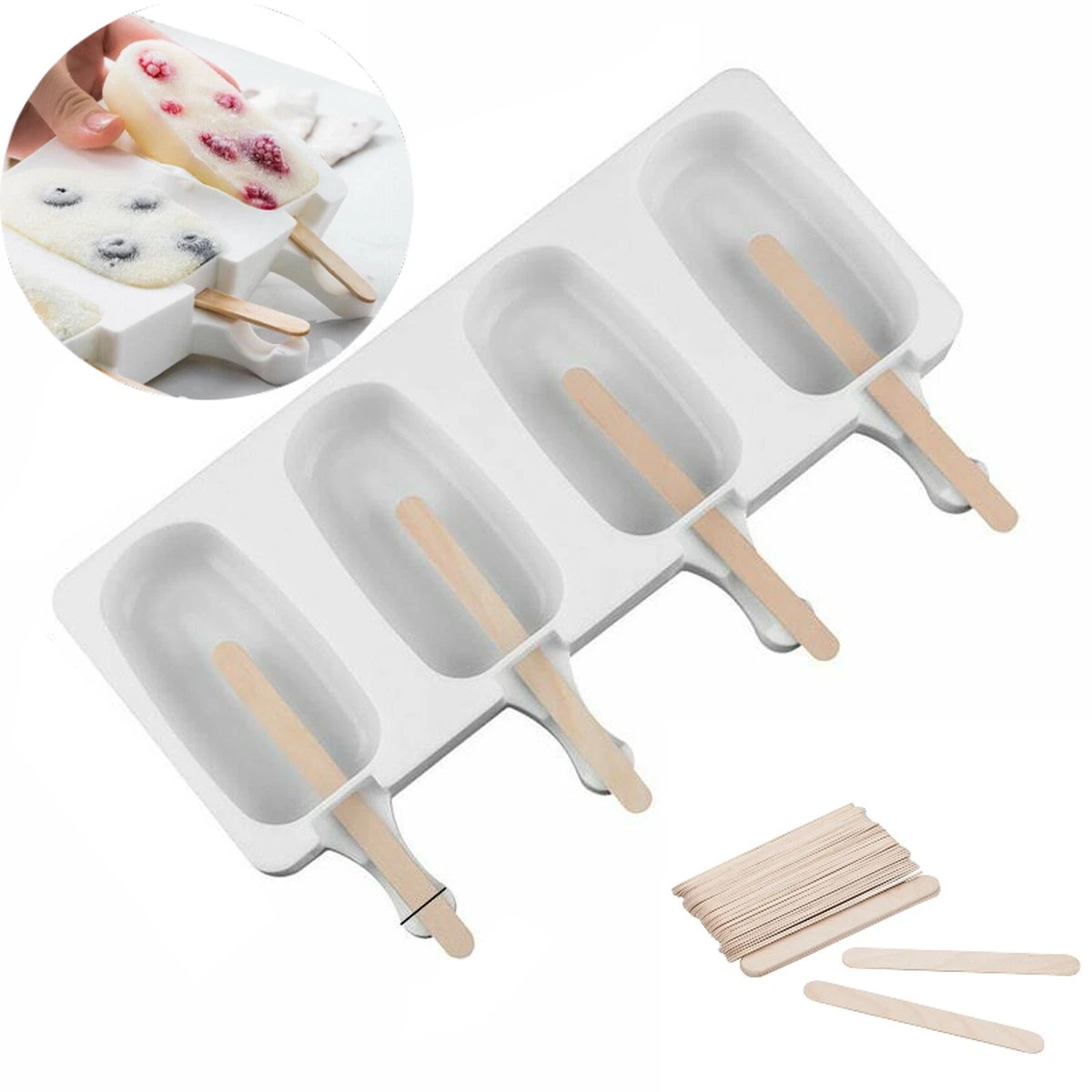 Merkloos Ijsvormpje Met 50 Ijsstokjes - Ijsvormpje Silicone - BPA Vrij - Ijsvormpje Magnum - Ijsstokjes Hout - Ijsloly Vormen 1 Merkloos Ijsvormpje Met 50 Ijsstokjes - Ijsvormpje Silicone - BPA Vrij - Ijsvormpje Magnum - Ijsstokjes Hout - Ijsloly Vormen