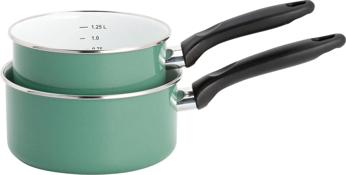 Lite-Body Magnus 2-delige Steelpannenset - Ø16 CM En Ø18 CM- Emaille - Olijf Groen - Inductie 4 Lite-Body Magnus 2-delige Steelpannenset - Ø16 CM En Ø18 CM- Emaille - Olijf Groen - Inductie - Afbeelding 4