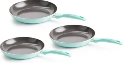 VitaVerde Expert Koekenpannenset Ø 20cm + Ø 24cm + Ø 28cm - Turquoise - Inductie - PFAS-vrij