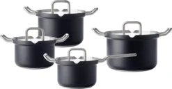 BK Q-linair Master Black Kookpannenset - 4-delig - Veilig Afgietsysteem - Inductie