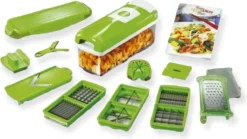 Groentesnijder - Uiensnijder - Mandoline - Multifunctionele Groentesnijder - RVS - Inclusief 7 Mesjes - Mandoline Keukensnijder- Mandoline Snijder -