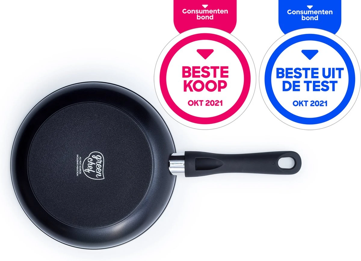 GreenChef Diamond Koekenpannenset Ø 20cm + Ø 28cm - Zwart - Inductie - PFAS-vrij 3 GreenChef Diamond Koekenpannenset Ø 20cm + Ø 28cm - Zwart - Inductie - PFAS-vrij - Afbeelding 3