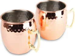 Alternative view of Ubian Moscow Mule Bekers – Inclusief 2 RVS Rietjes & 1 Barmaatje / Jigger – Koperen Beker – 2 Stuks