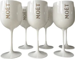 Alternative view of Merkloos Moët & Chandon Champagneglazen - Wit - 6 Stuks
