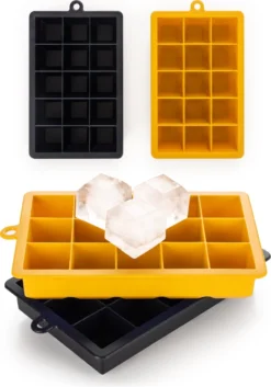 Blumtal IJsblokjesvorm - 2 X 15 IJsblokjes - Hoogwaardig Siliconen - 30 Stuks - 3,3 Cm - Zwart / Geel