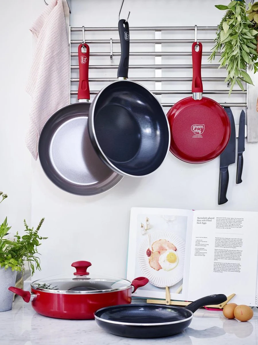 GreenChef Diamond Koekenpannenset Ø 20cm + Ø 28cm - Zwart - Inductie - PFAS-vrij 6 GreenChef Diamond Koekenpannenset Ø 20cm + Ø 28cm - Zwart - Inductie - PFAS-vrij - Afbeelding 6